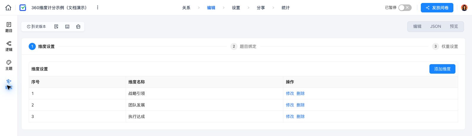 实际维度设置:战略引领、团队发展、执行达成